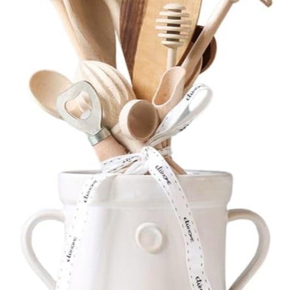 Oprah's Favorite Etu Home Ceramic Utensil Holder with Wooden Tools